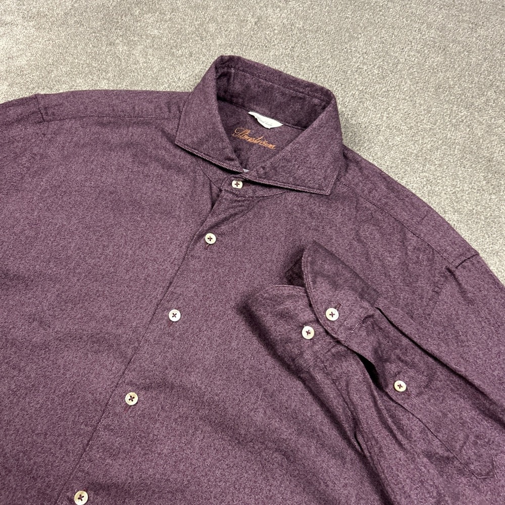 Stenstroms Shirt Mens Medium Purple Cotton Fitted Long Sleeve Cutaway Button Up